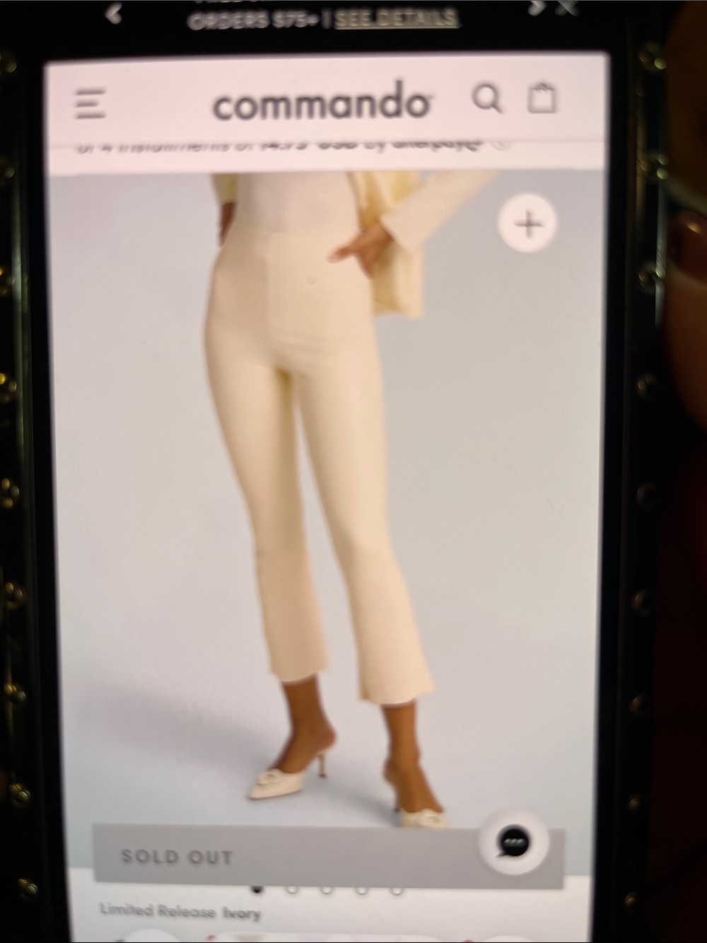 Commando Faux Leather  Cropped Flare pants - color is PORCELAIN NWT